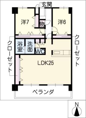 グランデール城東(2LDK/3階)の間取り写真
