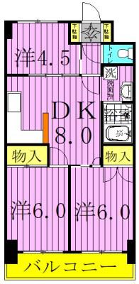 カスティージョ末広(2SDK/6階)の間取り写真