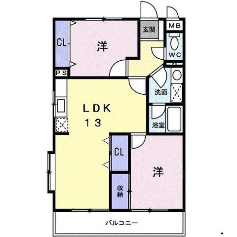プレジデント白水(2LDK/3階)の間取り写真
