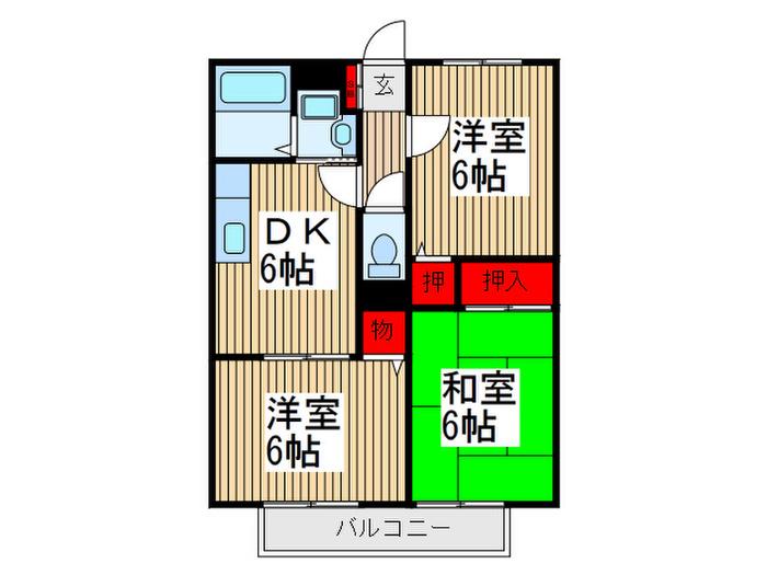 フローラふじみ野B(3DK/1階)の間取り写真