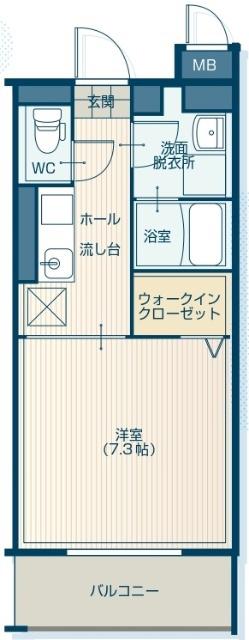 ヴィットーリア(1K/1階)の間取り写真