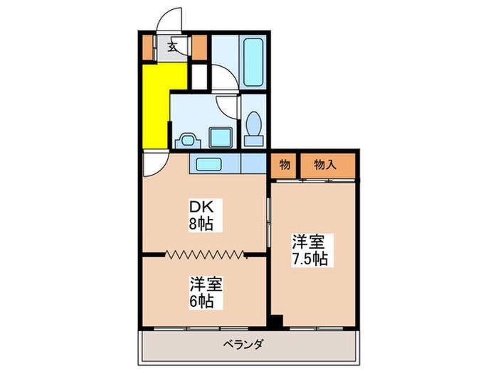 HEIGHT HIJIKATA(2DK/2階)の間取り写真