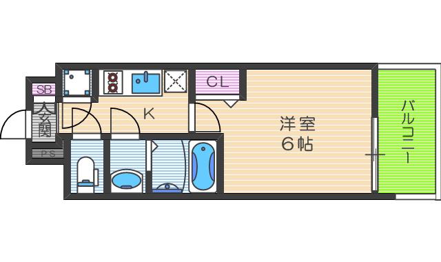 レジュールアッシュ都島ブリーゼ(1K/5階)の間取り写真
