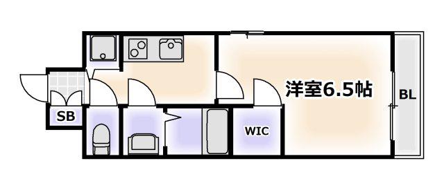エステージ難波ウエスト(1K/4階)の間取り写真