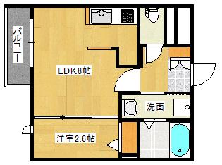 月光南観音 六番館(1LDK/2階)の間取り写真
