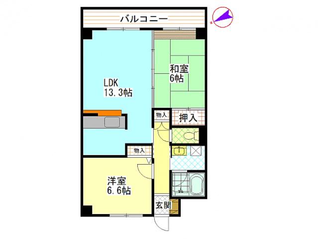 ヤスダビル7(2LDK/6階)の間取り写真