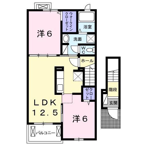 プラステート.S(2LDK/2階)の間取り写真