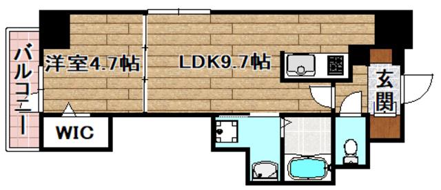 DTOWER城北(1LDK/7階)の間取り写真