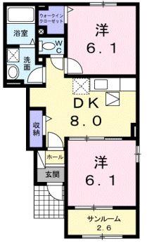 アヴァンティIV(2DK/1階)の間取り写真