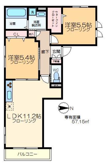 SUNCOAT錦糸(2LDK/3階)の間取り写真
