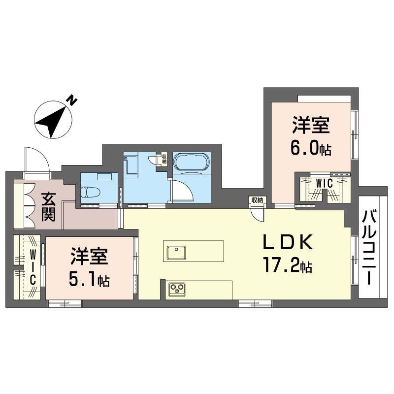 ミライザ桜丘(2LDK/2階)の間取り写真