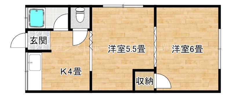 よつばハイツ大浜(2K/2階)の間取り写真