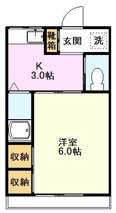 コーポカトレア(1K/2階)の間取り写真