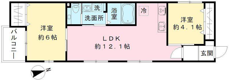 ルシエル宮西町(2LDK/3階)の間取り写真