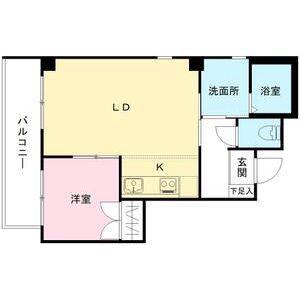 フラットK(1LDK/6階)の間取り写真