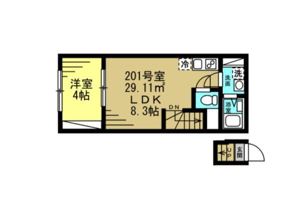 メゾントールモンド八千代中央(1LDK/2階)の間取り写真