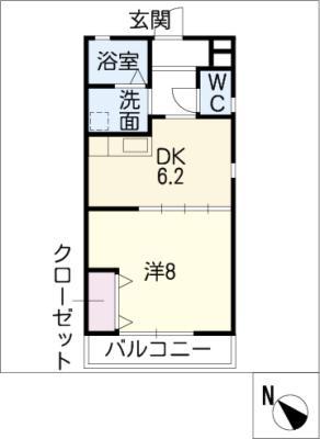 メゾンK(1DK/1階)の間取り写真