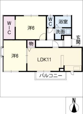グラン・シャリオA棟(2LDK/1階)の間取り写真