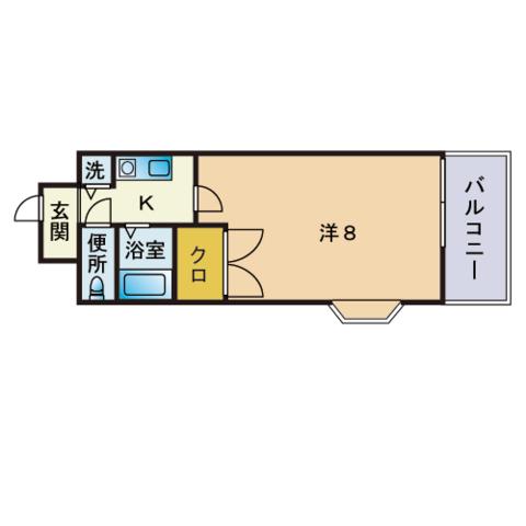 クレセール西牟田(1K/2階)の間取り写真