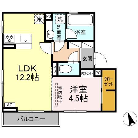 ガーデンテラス(1LDK/2階)の間取り写真