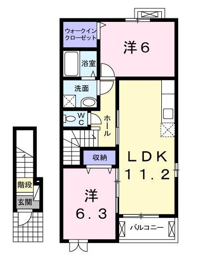 レフィナード(2LDK/2階)の間取り写真