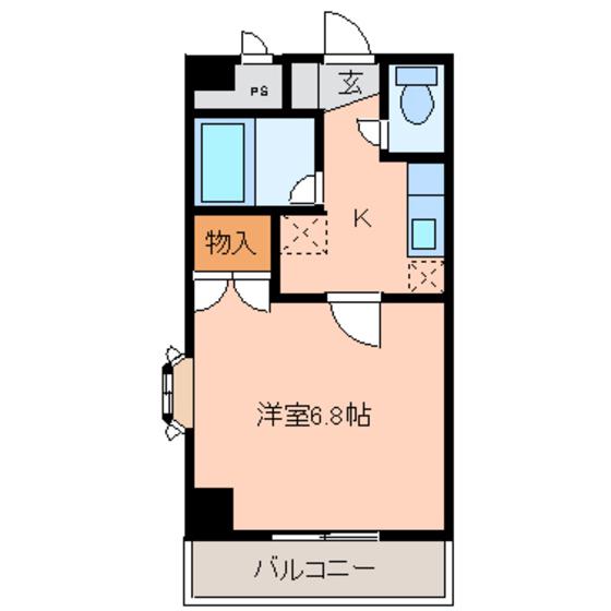 ガーデンプレイスT&T(1K/6階)の間取り写真