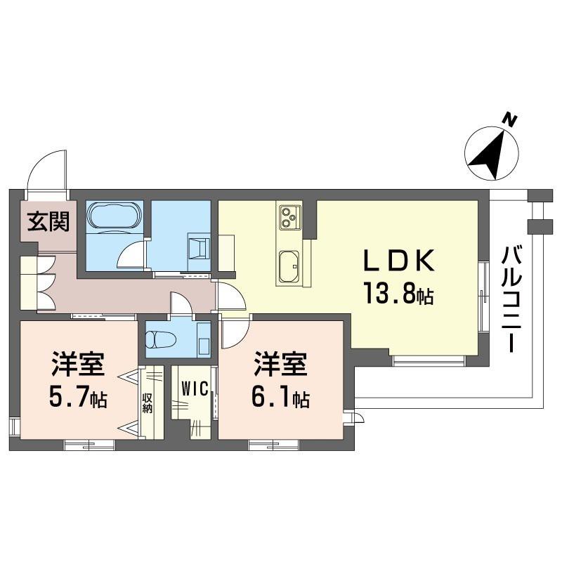 レ・アール・クロシェット(2LDK/2階)の間取り写真