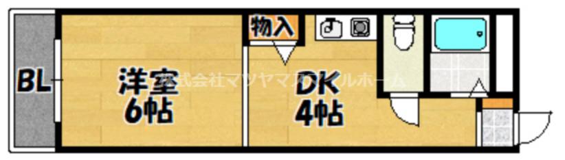 アバンス大友(1DK/2階)の間取り写真