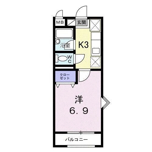 キャッスルパーク南仙台(1K/1階)の間取り写真