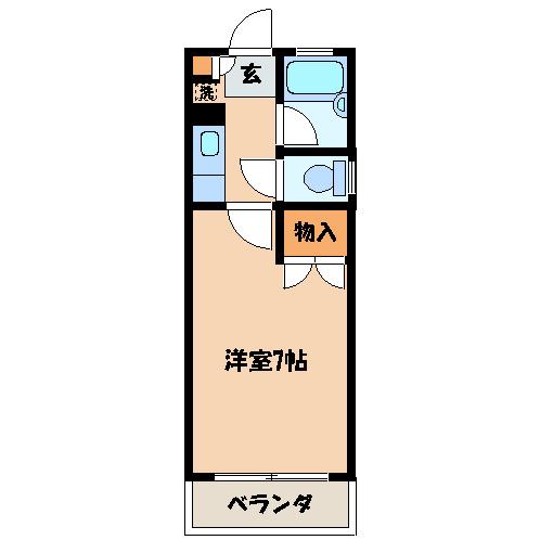 レポス諸岡(1K/3階)の間取り写真