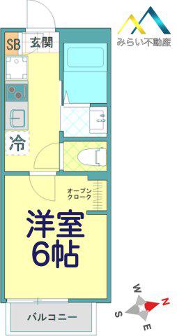 LATTE横浜(1K/3階)の間取り写真