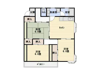 カスティーリョ一番丁(3DK/3階)の間取り写真