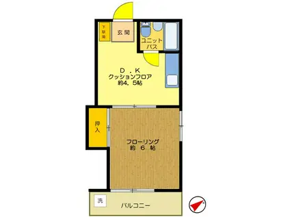 三鷹永谷ハイツII(1DK/2階)の間取り写真