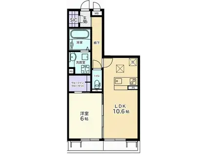 ポレールIII(1LDK/3階)の間取り写真