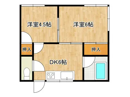 華清コーポ(2DK/1階)の間取り写真