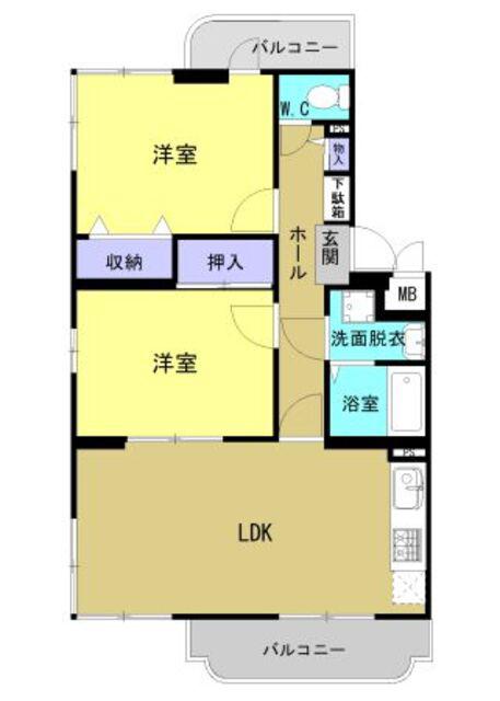 コーポ南風(2LDK/2階)の間取り写真