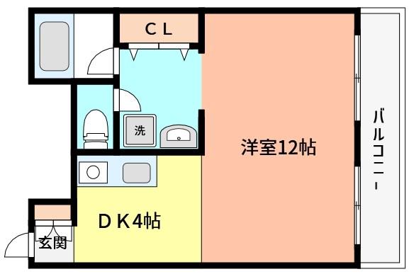 ドミトリー魚崎(1DK/2階)の間取り写真