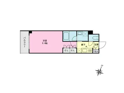 プライムネクサス梅屋敷(1K/2階)の間取り写真