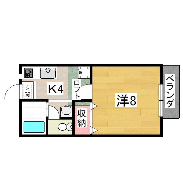 カーザ セレーナ(1K/1階)の間取り写真