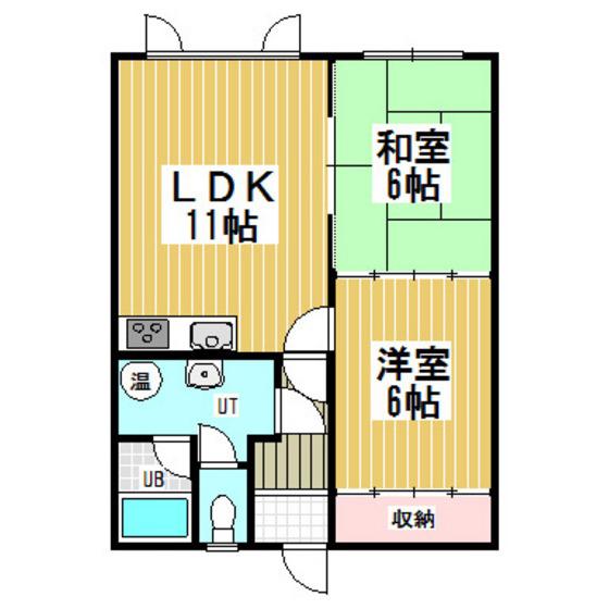 高木ハイツ(2LDK/2階)の間取り写真