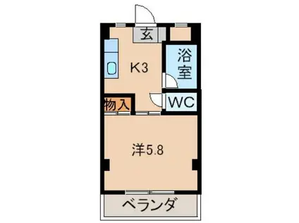 プラティK東松江(1K/4階)の間取り写真