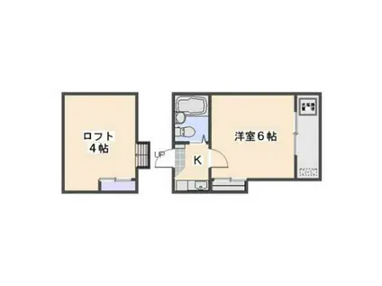 カンターレ坪井(1K/2階)の間取り写真