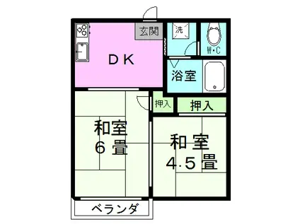 サンハイツ永江(2DK/1階)の間取り写真