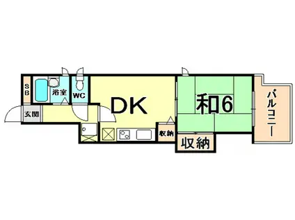ソシエ立花II(1DK/3階)の間取り写真