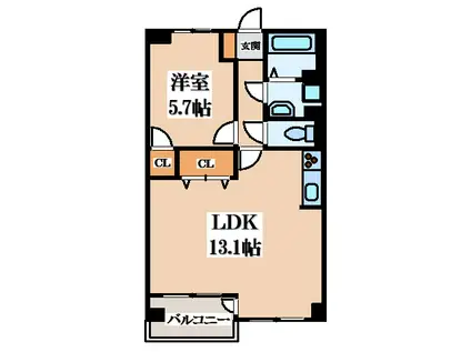 ウィンズコート高井田(1LDK/4階)の間取り写真