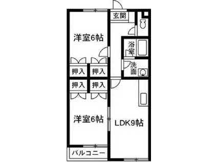 アサミハイツA(2LDK/2階)の間取り写真
