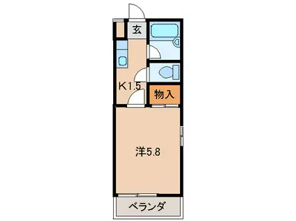 ハイツアネシスII(1K/1階)の間取り写真