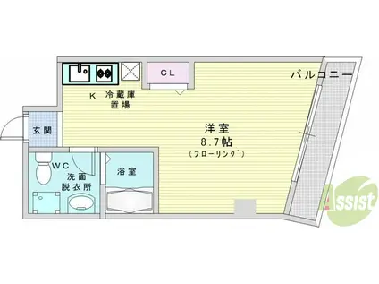 パークフロント北梅田(ワンルーム/9階)の間取り写真