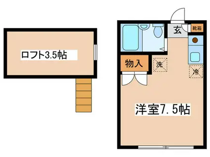 MハイツII(ワンルーム/2階)の間取り写真