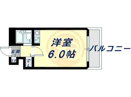 アンヘルム北田辺(ワンルーム/1階)の間取り写真